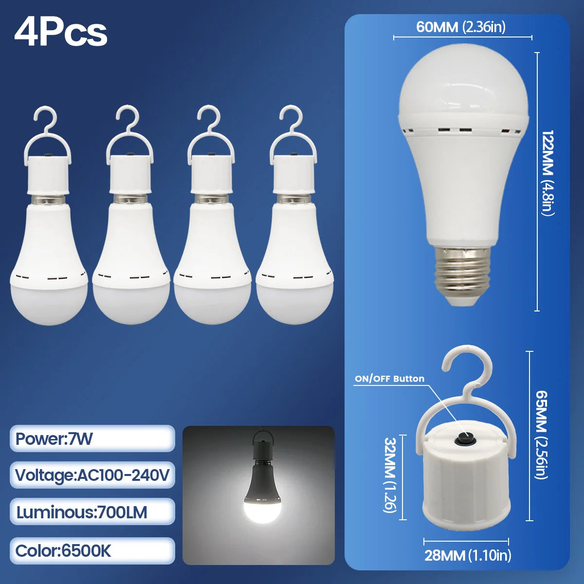 BOMBILLA LED RECARGABLE DE APAGONES E27