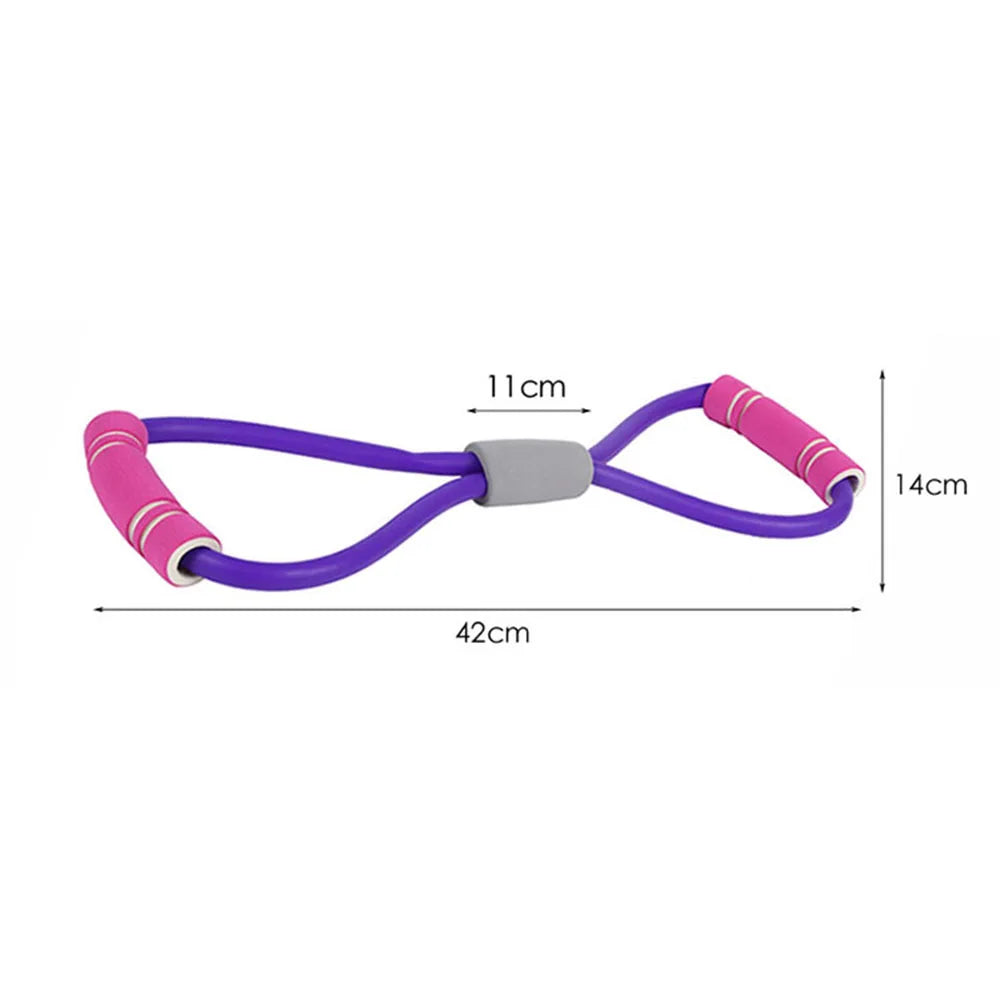 8 Shape Pull Rope Resistance Band Rubber with Foam Handles Stretch Elastic 8 Word Chest Expander Rope Yoga Exercising Fitness