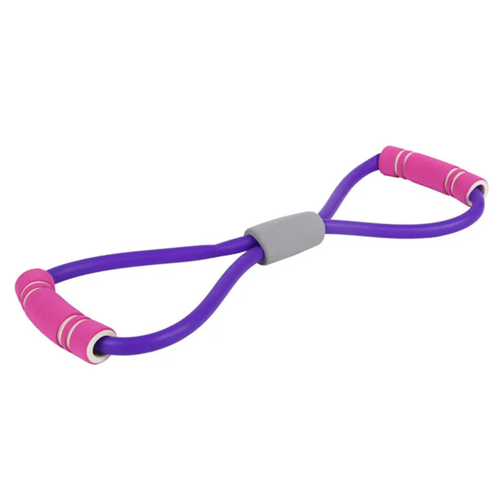8 Shape Pull Rope Resistance Band Rubber with Foam Handles Stretch Elastic 8 Word Chest Expander Rope Yoga Exercising Fitness