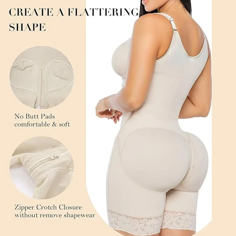 Fajas Colombianas Detachable Straps Full Body Shaper Tummy Slimming Postpartum Stage 3 Girdle Push Up Butt Lifter Shapewear