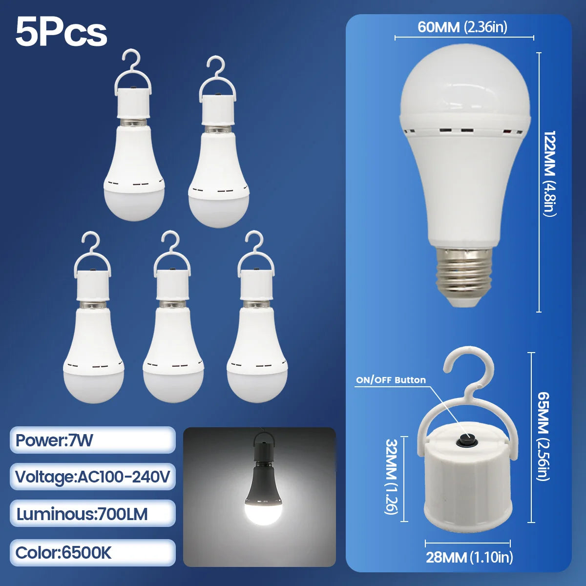 BOMBILLA LED RECARGABLE DE APAGONES E27