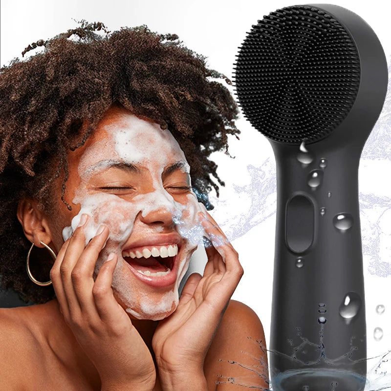 Facial and nasal blackhead cleaner, silicone facial cleansing brush, facial vibration massage, USB charging facial brush