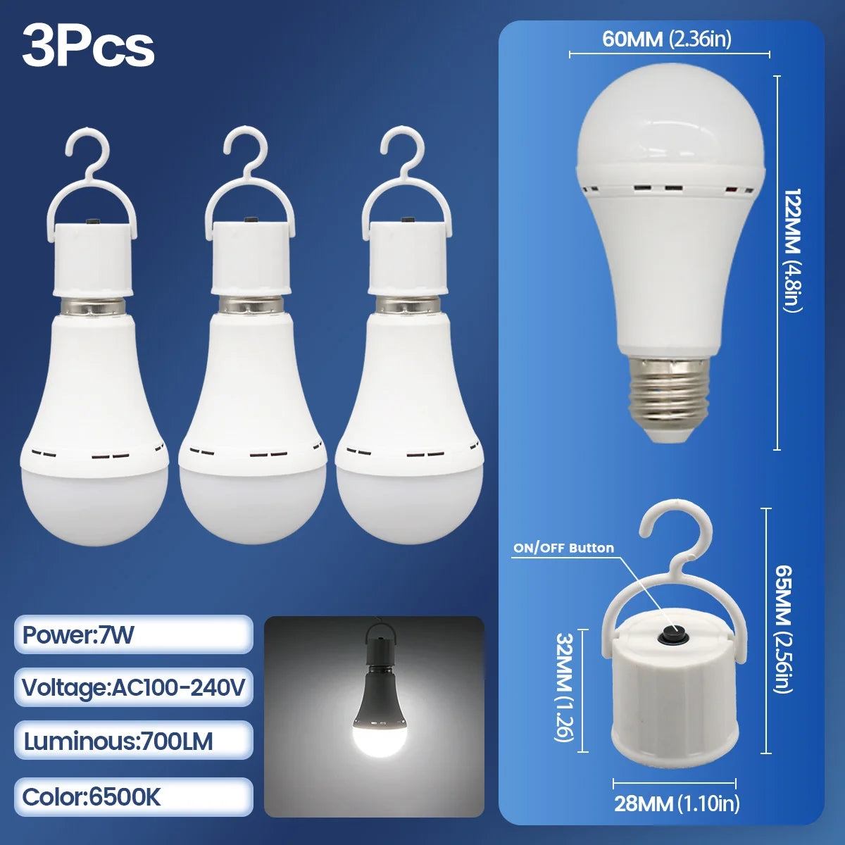BOMBILLA LED RECARGABLE DE APAGONES E27
