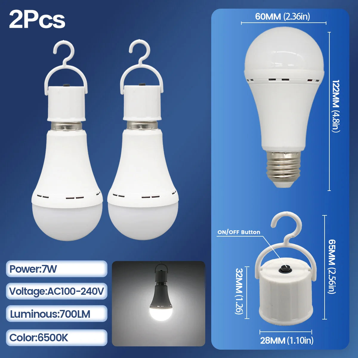 BOMBILLA LED RECARGABLE DE APAGONES E27