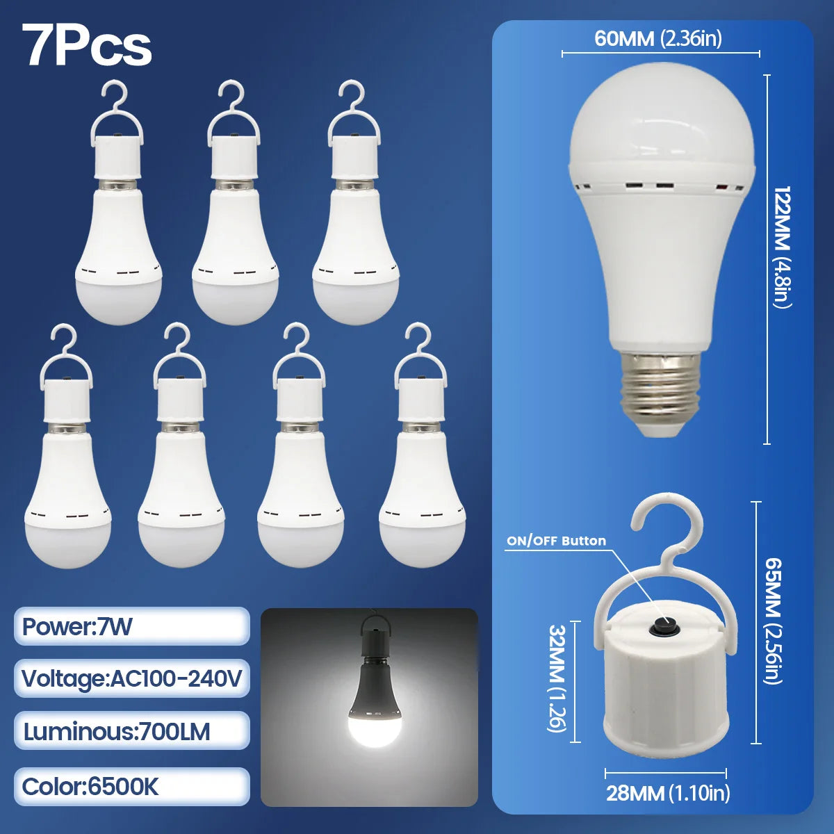 BOMBILLA LED RECARGABLE DE APAGONES E27