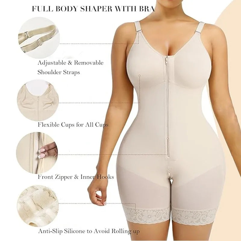 Fajas Colombianas Detachable Straps Full Body Shaper Tummy Slimming Postpartum Stage 3 Girdle Push Up Butt Lifter Shapewear